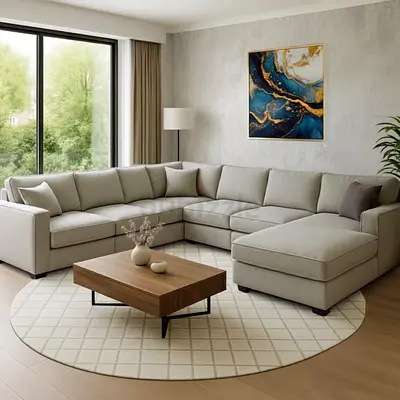 Light grey L-shaped sectional sofa