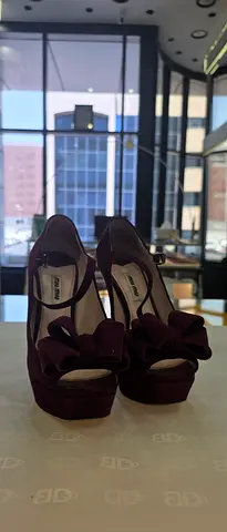 Miu Miu Purple Bow Platform Heels - Size Unknown, Good Condition