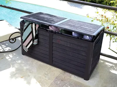Outdoor Deck Storage Box / Bench - Large Waterproof Resin Chest 420L