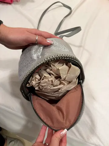 Stella McCartney Falabella Mini Backpack in metallic silver