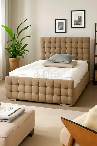 Luxury Fabric Bed Frame With Stylish Modern Design Headboard