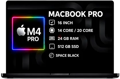MacBook Pro M4 Pro 24GB RAM / 512GB SSD – 14/20 Core Space Black