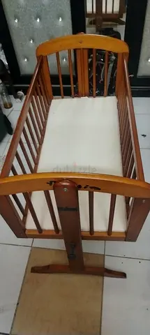 Wooden Baby Cradle with Mattress - Good Condition