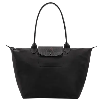 Black Longchamp Nylon Tote Bag with Shoulder Straps