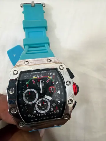 Men's Sport Watch with Blue Rubber Strap and Multi-function Dial