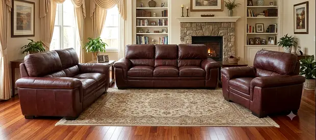 3-piece brown leather sofa set - good condition (sofa, loveseat, armchair)