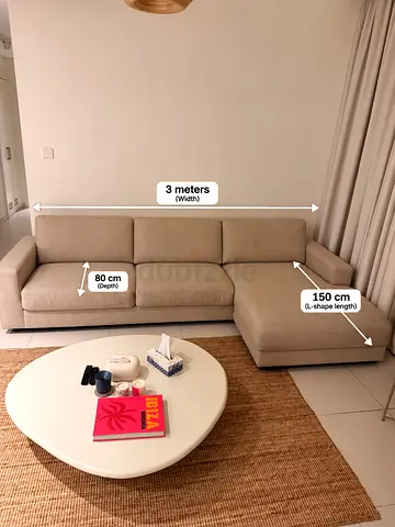 Beige L-shaped Sofa in great condition