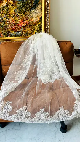 White Lace Wedding Veil - Cathedral Length