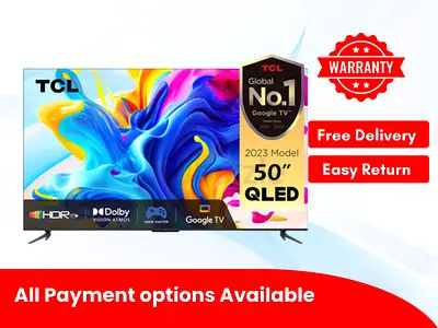 TCL 50 Inch TV | C645 Series | QLED 4K HDR Google Smart TV | Dolby Vision | HDR10+ | 50C645 | 2023