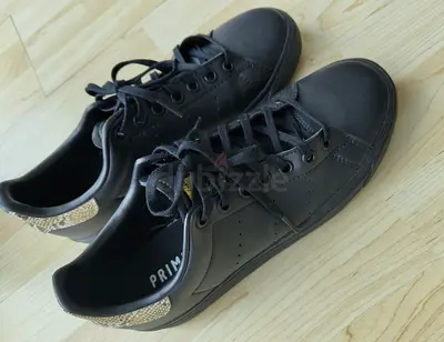 Adidas Black leather casual sneakers, lightly used