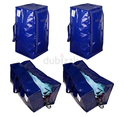 Set of 4 Large Blue Storage Bags for Bedding / Clothes