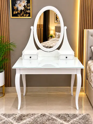 Normal Simple Mirror Classifieds: Used White Wooden Dressing Table with Oval Mirror and ...