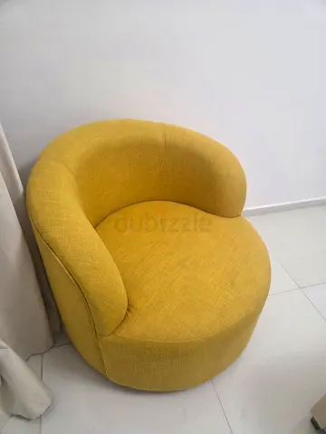 Curved Yellow Accent Lounge Chair - Comfortable Single Seat