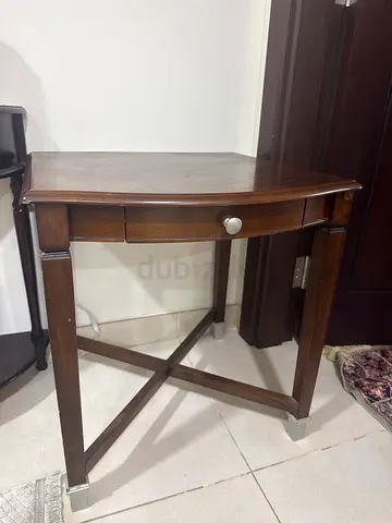 Solid Wood Side Table with Drawer - Dark Brown