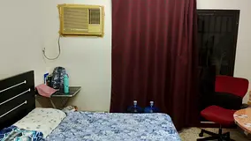Fully furnished bed room with attached bathroom and balcony