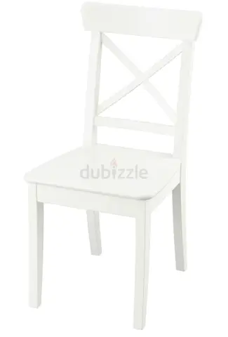 White Wooden Cross-Back Dining 4 Chairs - Solid