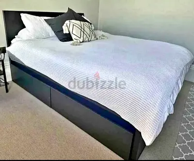 Ikea Queen size bed with mattress and storage drawers