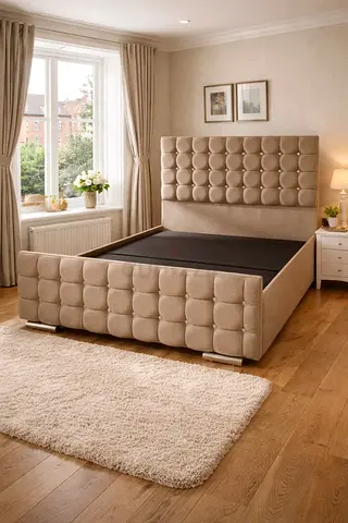 Luxury Fabric Bed Frame With Stylish Modern Design Headboard