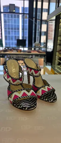 Aperlaï patterned high-heel sandals - size not specified, gently used