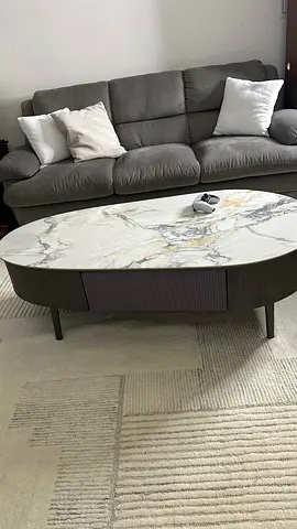 a large modern marble-style coffee tabl
