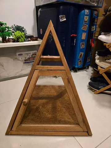 Wood & Glass Pyramid Shaped Terrarium Candle Holder Lantern Glasshouse Planter