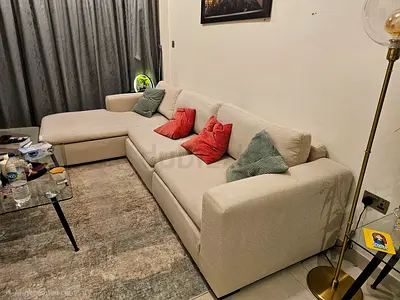Stylish Modren __ Marina Home feather 🪶 filled L Shape Sofa Beige