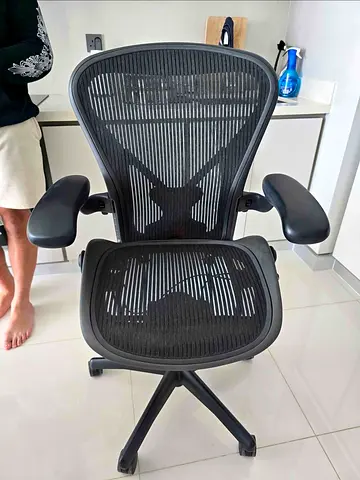 Free Delivery- (Herman Miller-style Ergonomic Mesh Office Chair (Black) - Good Condition