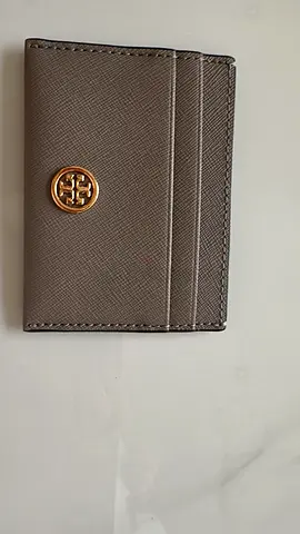 Tory Burch Saffiano Leather Card Holder - Taupe/Grey