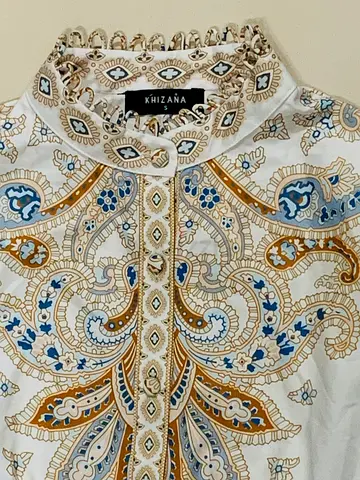 Khizana White Paisley Printed High-Neck Maxi Dress (Size S)