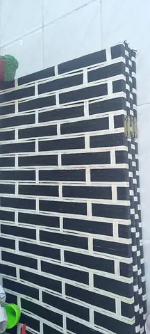 Foldable Room Divider / Bamboo Style Panel - Black & White