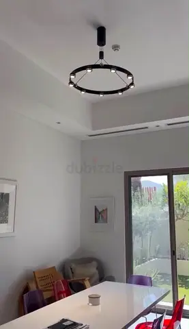 3 x Modern circular chandelier pendant lights  - black, good condition