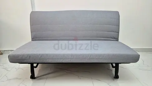 Gray Convertible Sofa Bed / Futon - Compact Two-Seater