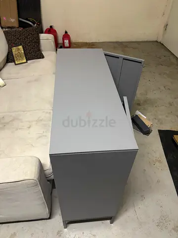 Grey metal storage cabinet / wardrobe - good condition