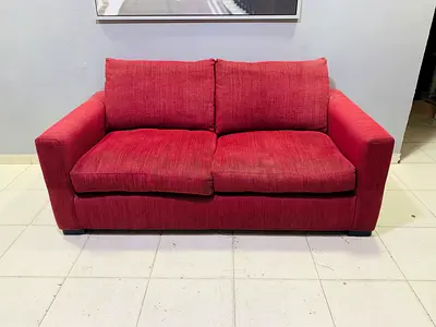 Red 2-Seater Fabric Sofa in Good Condition