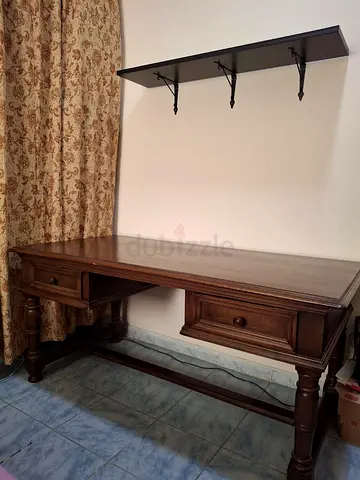 Solid wood vintage style table with drawers