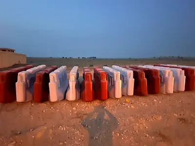 Used Plastic Water-Filled Road Barriers — Bulk Lot and Used Diesel tank 500G