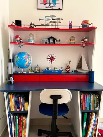 Kids study desk with shelves and chair - excellent condition
