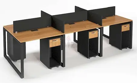 6-Seat Office Workstation Bench with Drawers and Dividers