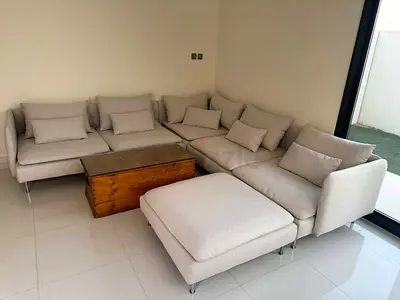 With footstool, IKEÀ Sodhremn Corner Sofa Beige