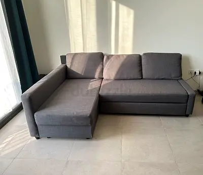 IKEA Friheten Gray L-shaped Fabric Sofa with Chaise - Good Condition