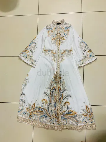 Khizana White Paisley Printed High-Neck Maxi Dress (Size S)