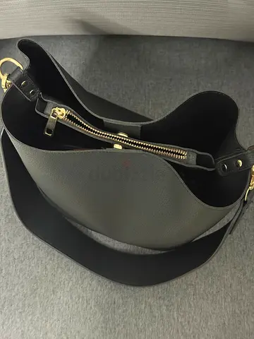 Black Faux Leather Bucket Bag