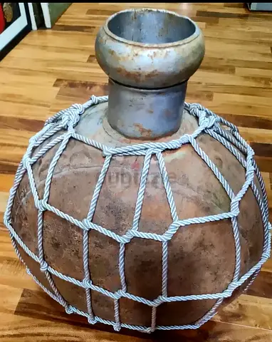 Antique Brass Decorative Vase--56cm height with Rope Netting