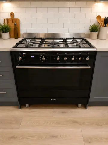 Smeg 5 Burners Top Gas Oven Electric Digital Cooking Range Sam Like New Condition 90cm