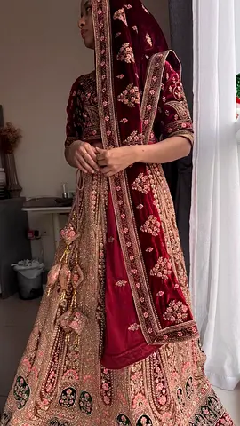 BRAND NEW Heavy Maroon & Gold Velvet Bridal Lehenga Set