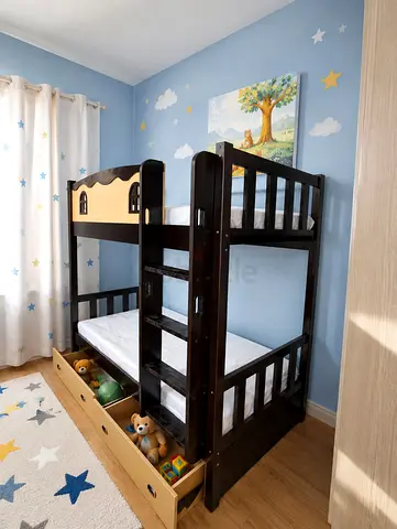 Solid Wooden Kids Storage Bunker Bed