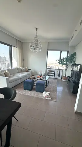 Modern light-colored living room rug - neutral abstract design