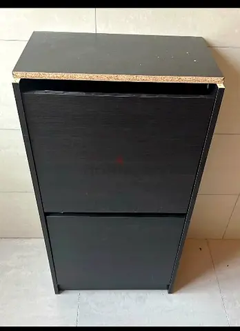 Black 2-Drawer Shoe Cabinet / Storage Unit - Compact