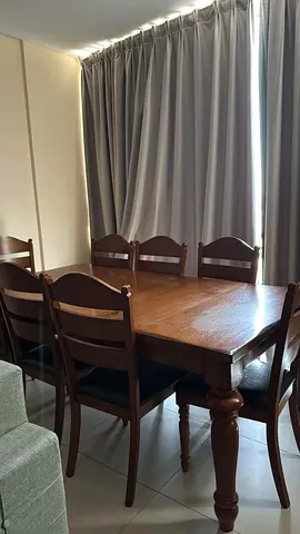 Malaysian Made Solid Wood Dining Table with 8 Chairs - Classic Design ( PAN Home)