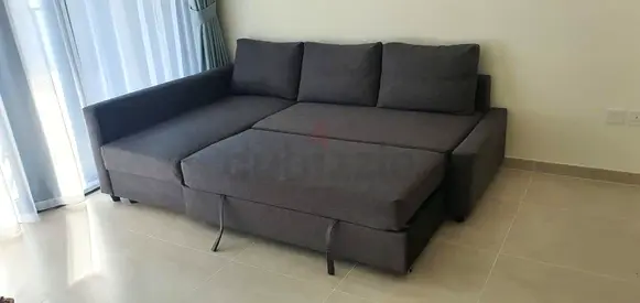 Modern Grey L-Shaped Pull Out Sofa Bed